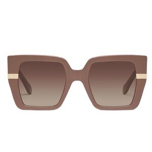 Quay Notorious Brown Gradient Square Sunglasses Doe Frame / Brown Lens New